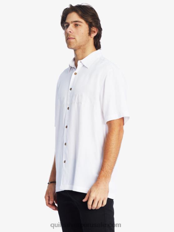 Quiksilver N8LNT867 hombres blanco camisa antiarrugas premium waterman tahiti palms