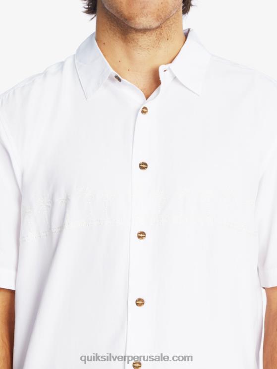 Quiksilver N8LNT867 hombres blanco camisa antiarrugas premium waterman tahiti palms