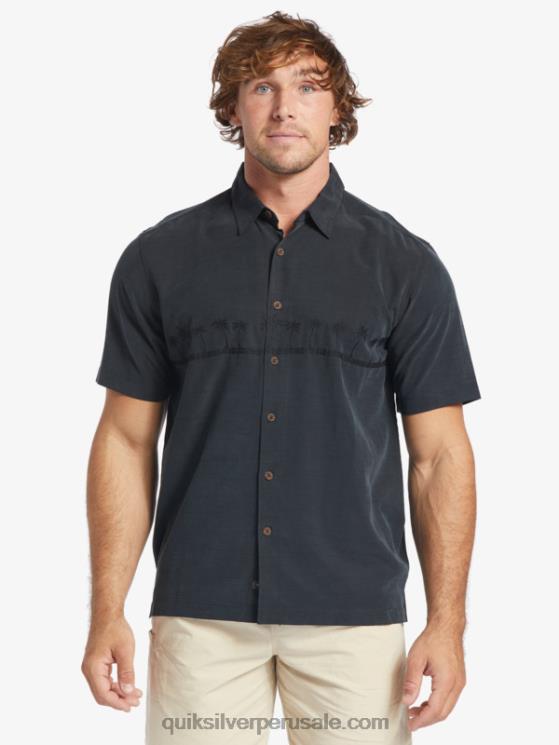 Quiksilver N8LNT868 hombres negro camisa antiarrugas premium waterman tahiti palms
