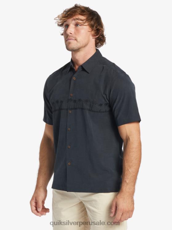 Quiksilver N8LNT868 hombres negro camisa antiarrugas premium waterman tahiti palms
