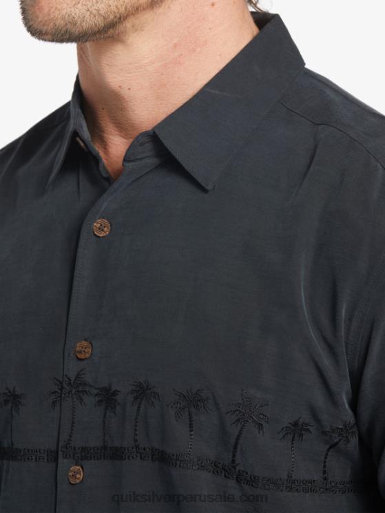 Quiksilver N8LNT868 hombres negro camisa antiarrugas premium waterman tahiti palms
