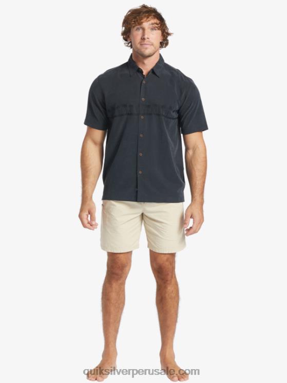 Quiksilver N8LNT868 hombres negro camisa antiarrugas premium waterman tahiti palms