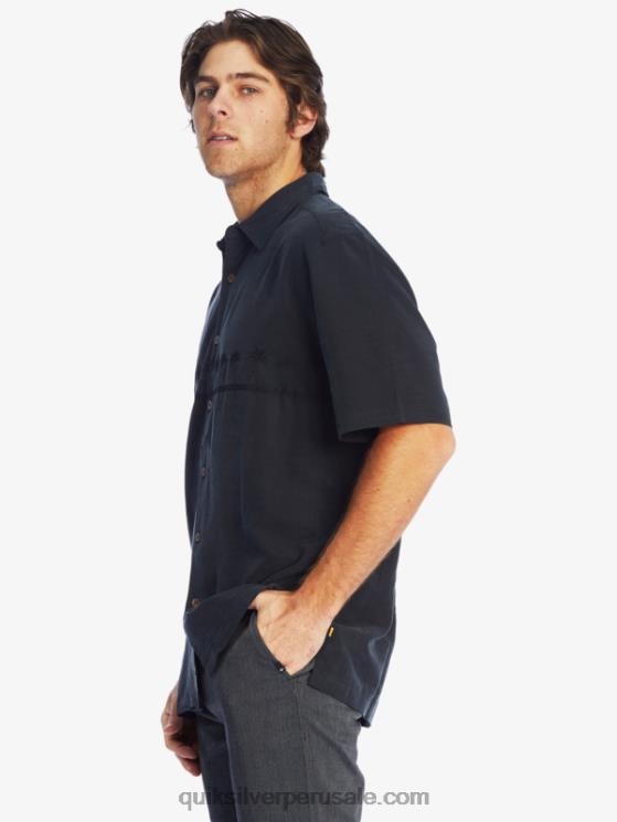 Quiksilver N8LNT868 hombres negro camisa antiarrugas premium waterman tahiti palms