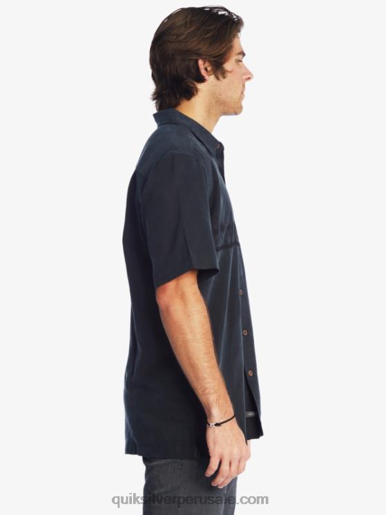 Quiksilver N8LNT868 hombres negro camisa antiarrugas premium waterman tahiti palms