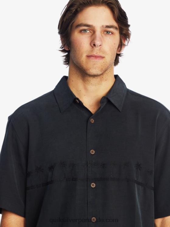 Quiksilver N8LNT868 hombres negro camisa antiarrugas premium waterman tahiti palms