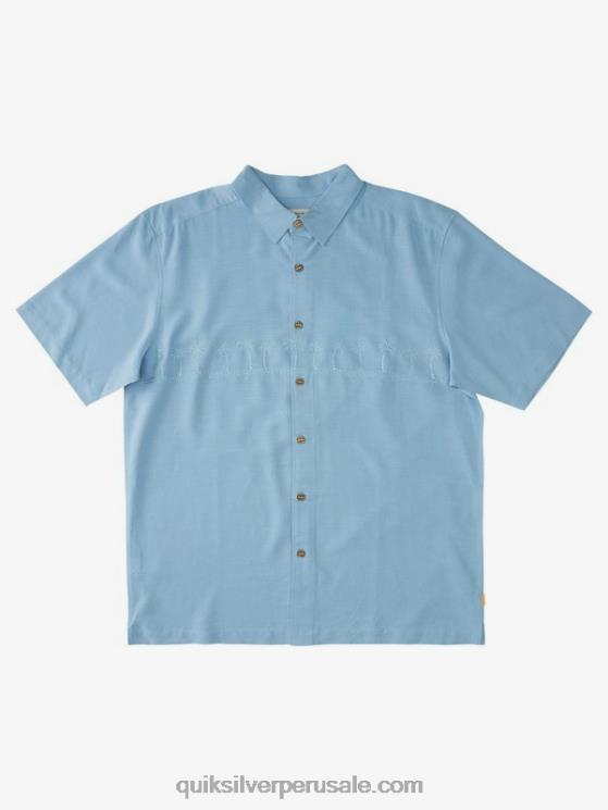 Quiksilver N8LNT870 hombres azul anochecer camisa antiarrugas premium waterman tahiti palms