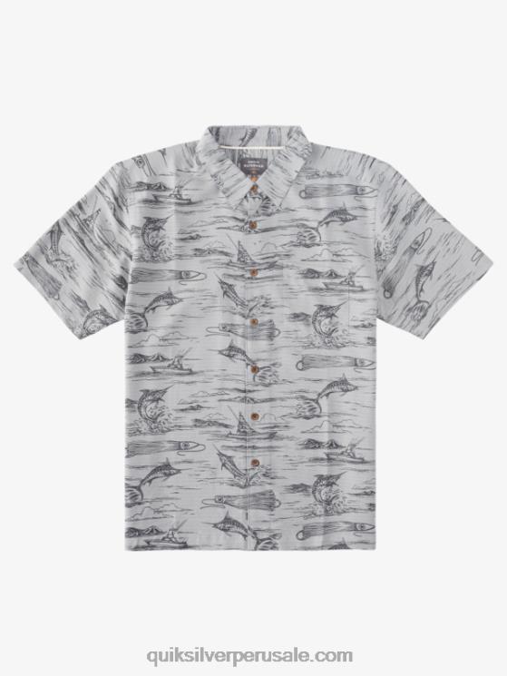 Quiksilver N8LNT901 hombres plantilla de marlin negro camisa hawaiana waterman marlin jig