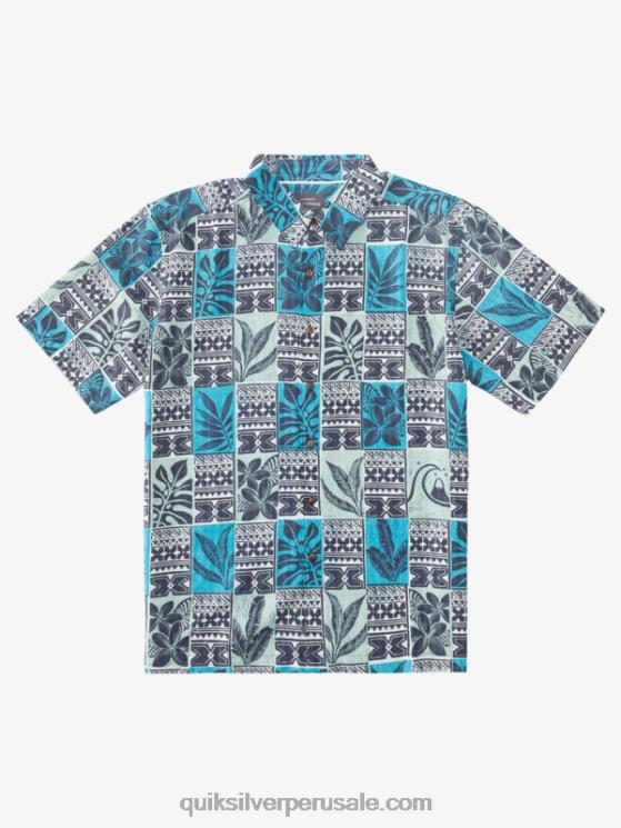 Quiksilver N8LNT915 hombres cajas de hojas azul turquesa camisa hawaiana cajas de hojas de waterman
