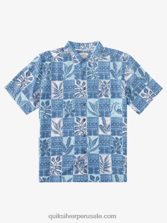Quiksilver N8LNT917 hombres cajas de hojas azul anochecer camisa hawaiana cajas de hojas de waterman