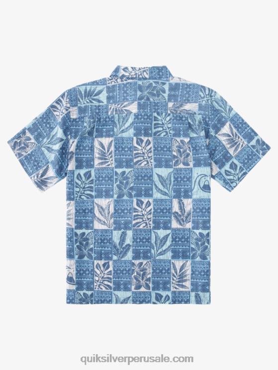 Quiksilver N8LNT917 hombres cajas de hojas azul anochecer camisa hawaiana cajas de hojas de waterman