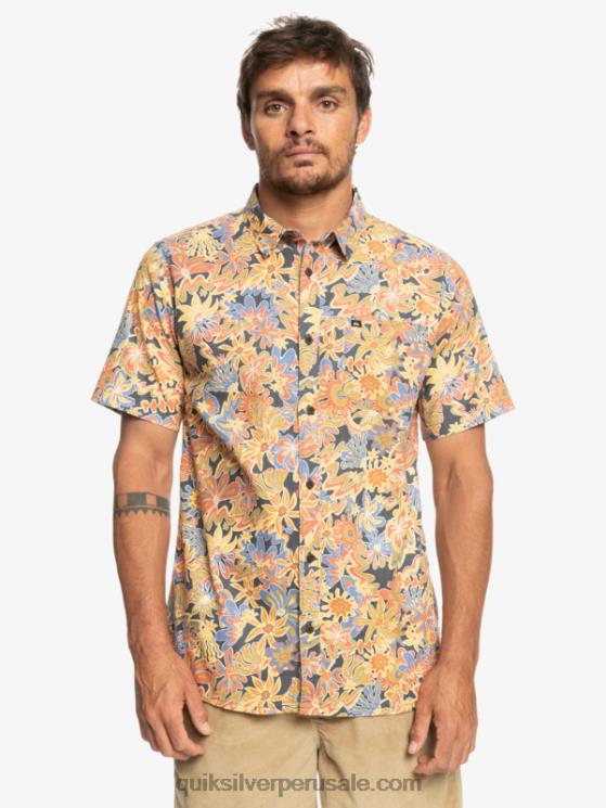 Quiksilver N8LNT967 hombres pizarra oscura surfadelica playera manga corta surfadelica