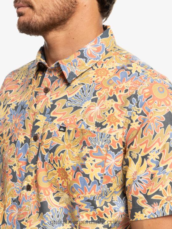 Quiksilver N8LNT967 hombres pizarra oscura surfadelica playera manga corta surfadelica