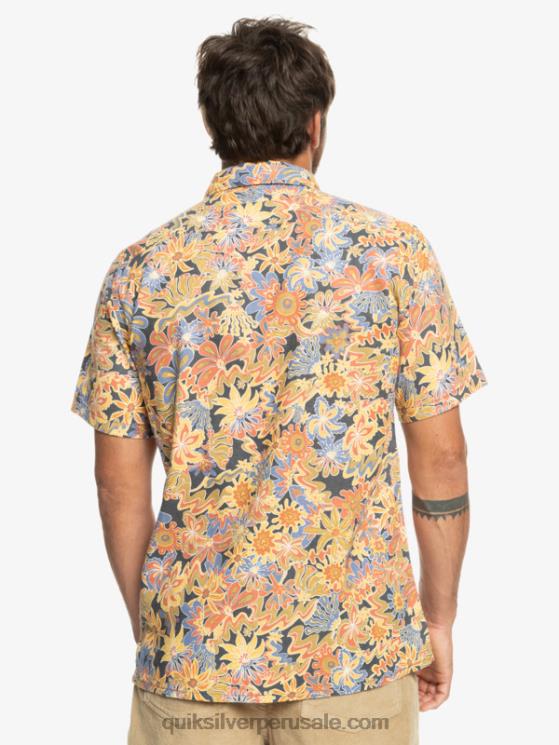 Quiksilver N8LNT967 hombres pizarra oscura surfadelica playera manga corta surfadelica