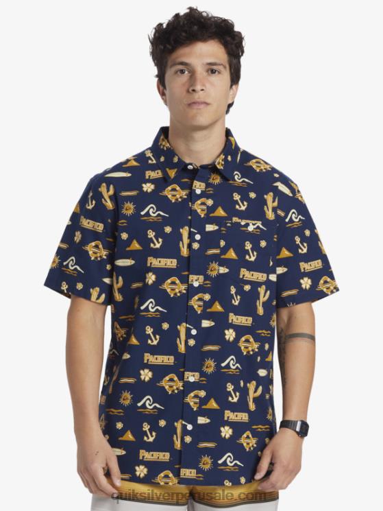Quiksilver x Pacifico N8LNT15 hombres chaqueta azul marino camisa manga corta
