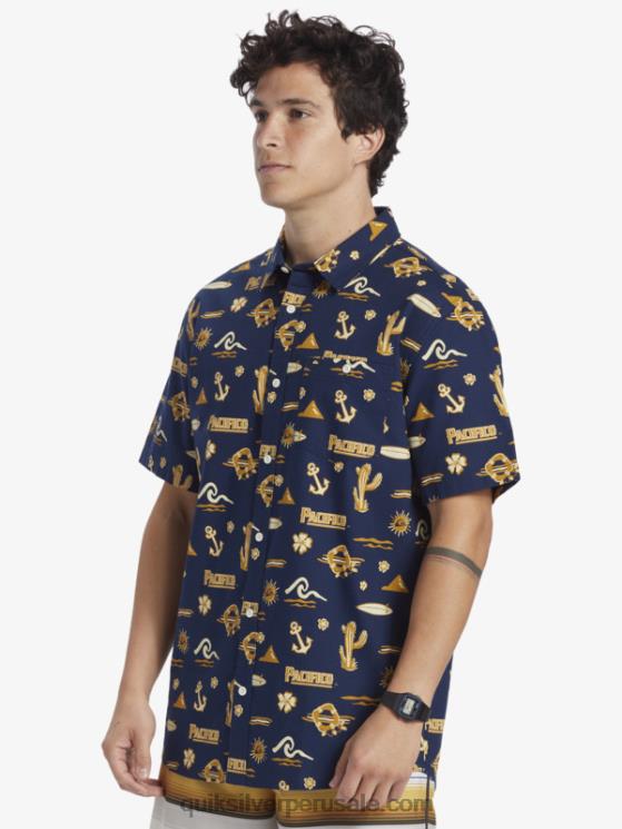 Quiksilver x Pacifico N8LNT15 hombres chaqueta azul marino camisa manga corta