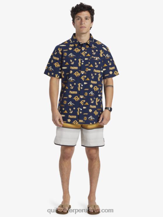 Quiksilver x Pacifico N8LNT15 hombres chaqueta azul marino camisa manga corta
