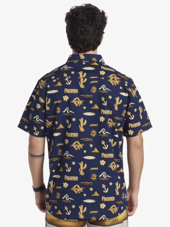 Quiksilver x Pacifico N8LNT15 hombres chaqueta azul marino camisa manga corta