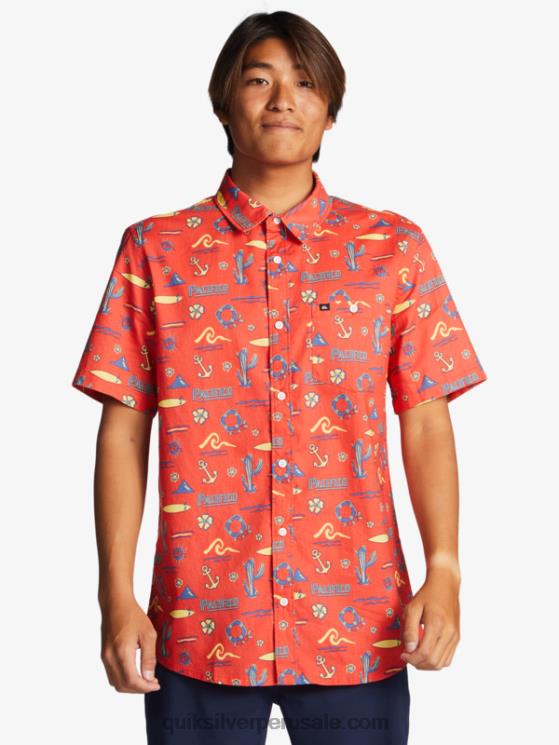 Quiksilver x Pacifico N8LNT16 hombres quiksilver pacifico rojo camisa manga corta