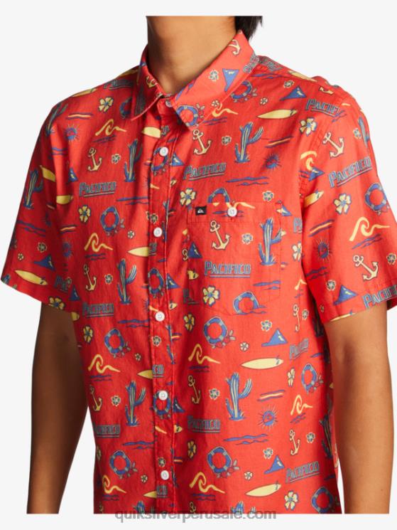 Quiksilver x Pacifico N8LNT16 hombres quiksilver pacifico rojo camisa manga corta