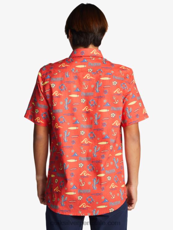 Quiksilver x Pacifico N8LNT16 hombres quiksilver pacifico rojo camisa manga corta