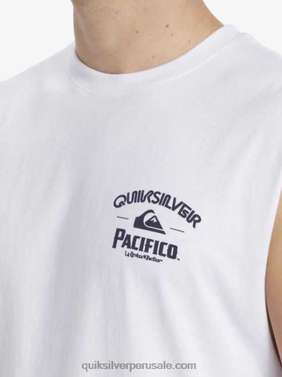 Quiksilver x Pacifico N8LNT3 hombres blanco tanque de tiro recto