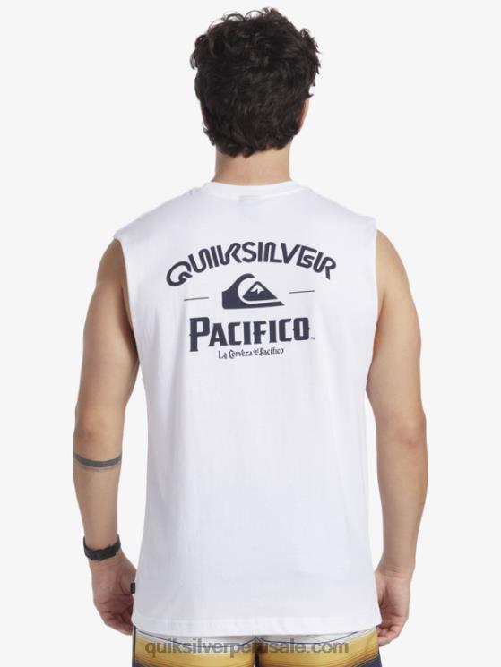 Quiksilver x Pacifico N8LNT3 hombres blanco tanque de tiro recto
