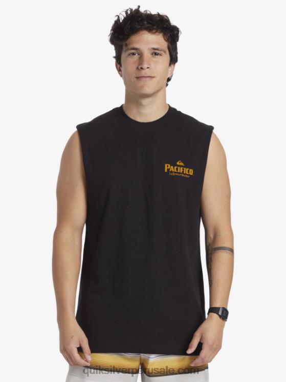 Quiksilver x Pacifico N8LNT4 hombres negro tanque de tiro recto