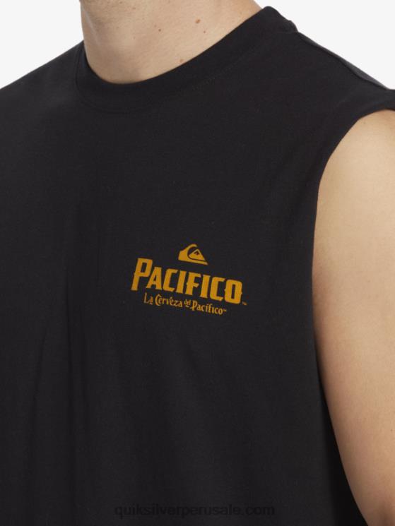 Quiksilver x Pacifico N8LNT4 hombres negro tanque de tiro recto