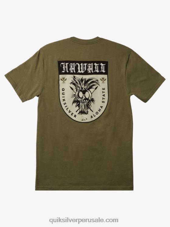 Quiksilver N8LNT1005 hombres trébol de cuatro hojas camiseta hawaii ikaika escudo