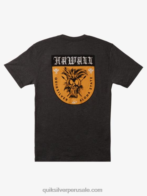 Quiksilver N8LNT1006 hombres brezo de carbón camiseta hawaii ikaika escudo