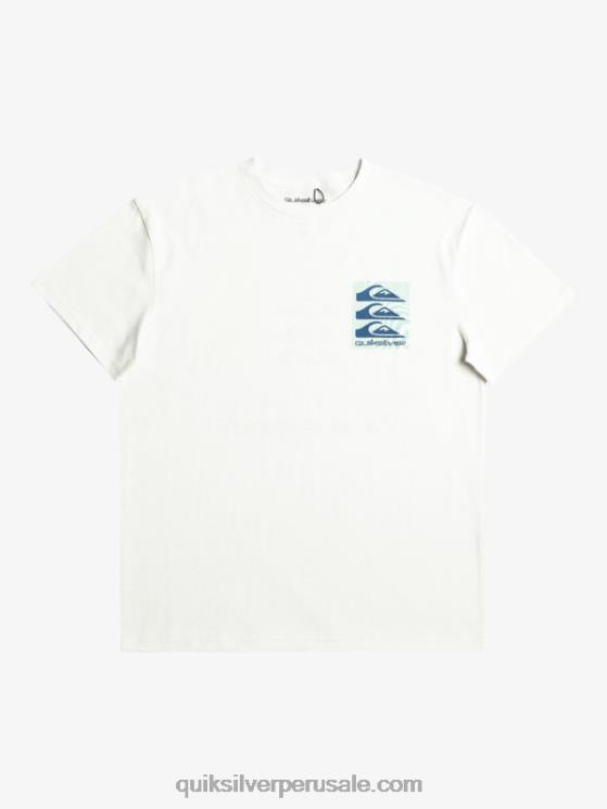 Quiksilver N8LNT1013 hombres Blanco como la nieve camiseta con motivo deformado