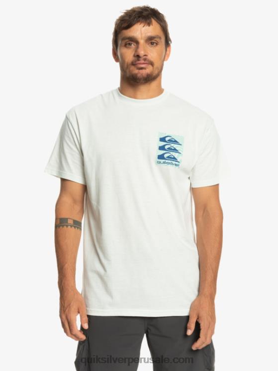 Quiksilver N8LNT1013 hombres Blanco como la nieve camiseta con motivo deformado