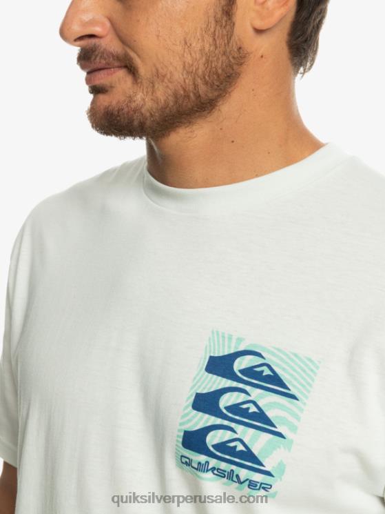 Quiksilver N8LNT1013 hombres Blanco como la nieve camiseta con motivo deformado