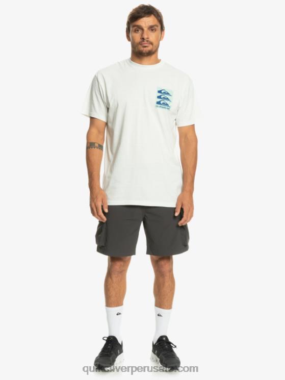 Quiksilver N8LNT1013 hombres Blanco como la nieve camiseta con motivo deformado