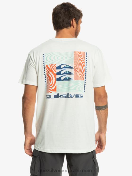 Quiksilver N8LNT1013 hombres Blanco como la nieve camiseta con motivo deformado