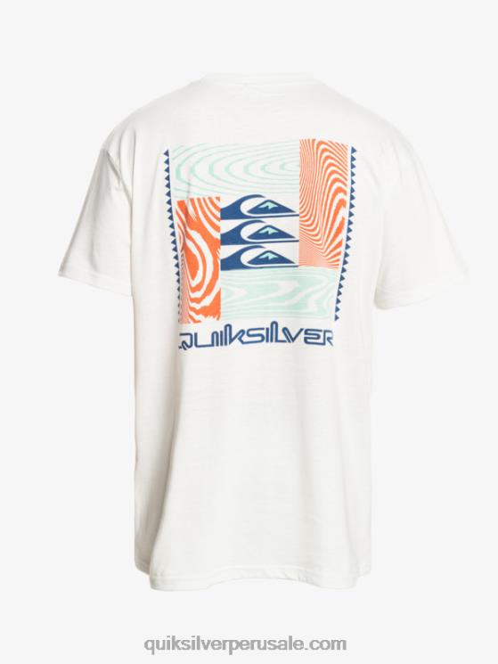 Quiksilver N8LNT1013 hombres Blanco como la nieve camiseta con motivo deformado
