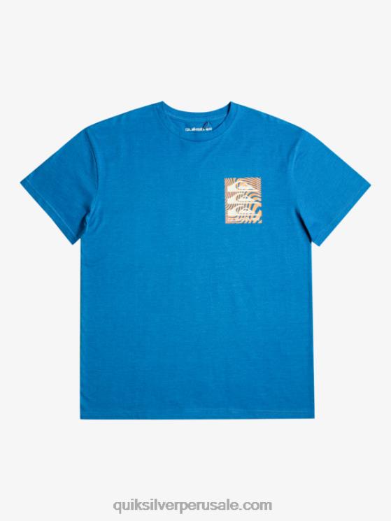 Quiksilver N8LNT1015 hombres snorkel azul camiseta con motivo deformado
