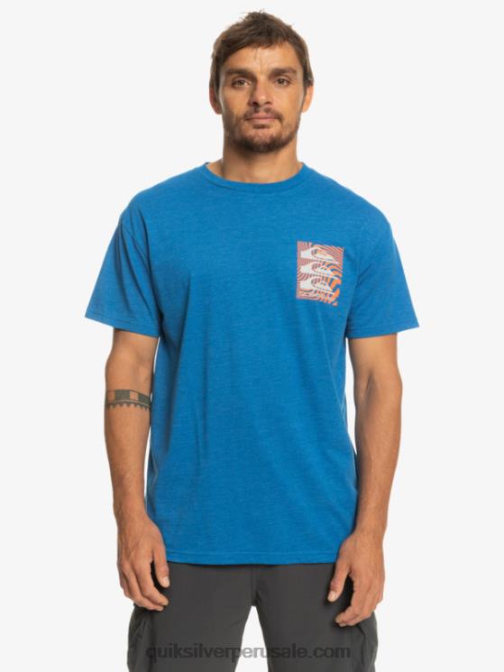 Quiksilver N8LNT1015 hombres snorkel azul camiseta con motivo deformado