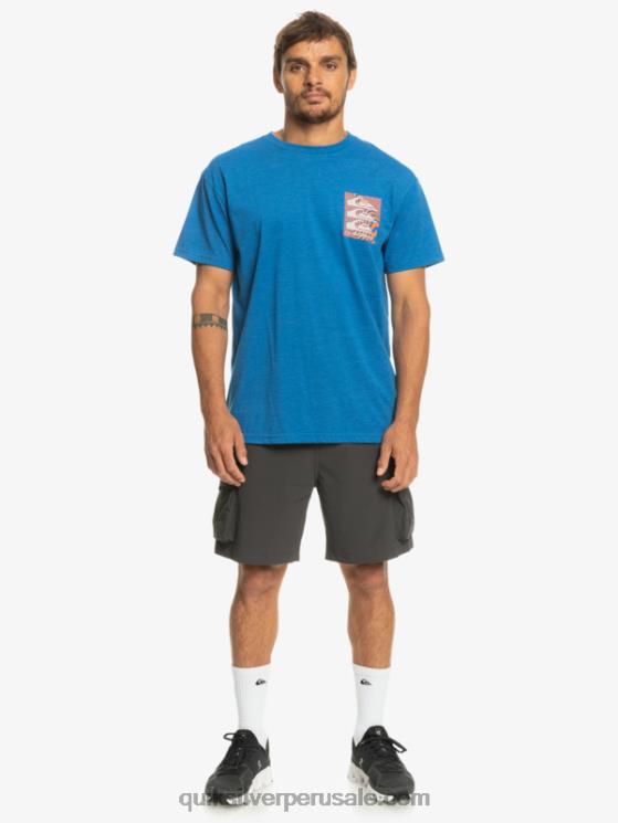 Quiksilver N8LNT1015 hombres snorkel azul camiseta con motivo deformado