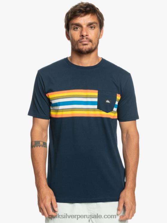 Quiksilver N8LNT1064 hombres chaqueta azul marino camiseta surfadelica rayas bolsillo