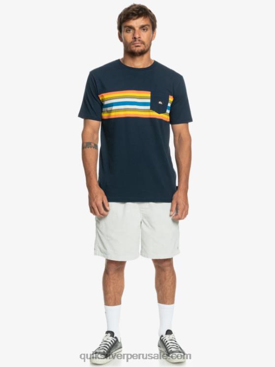 Quiksilver N8LNT1064 hombres chaqueta azul marino camiseta surfadelica rayas bolsillo