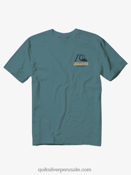 Quiksilver N8LNT1099 hombres azul bretaña camiseta artes en las palmas
