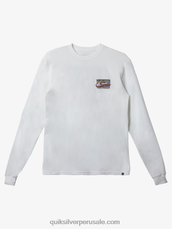 Quiksilver N8LNT1214 hombres blanco camiseta retro desteñida