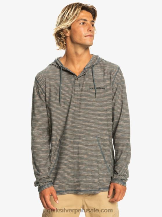 Quiksilver N8LNT1353 hombres kentin pizarra oscura camiseta de manga larga con capucha