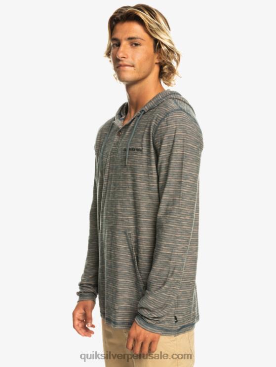 Quiksilver N8LNT1353 hombres kentin pizarra oscura camiseta de manga larga con capucha