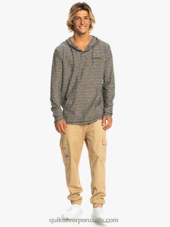 Quiksilver N8LNT1353 hombres kentin pizarra oscura camiseta de manga larga con capucha