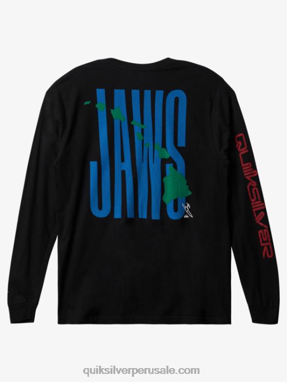 Quiksilver N8LNT1426 hombres negro camiseta mandíbulas gran ola desafío ls