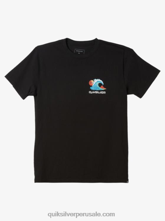 Quiksilver N8LNT1476 hombres negro camiseta con fondo de océano