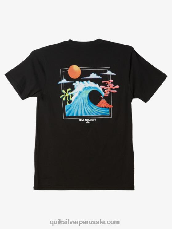 Quiksilver N8LNT1476 hombres negro camiseta con fondo de océano