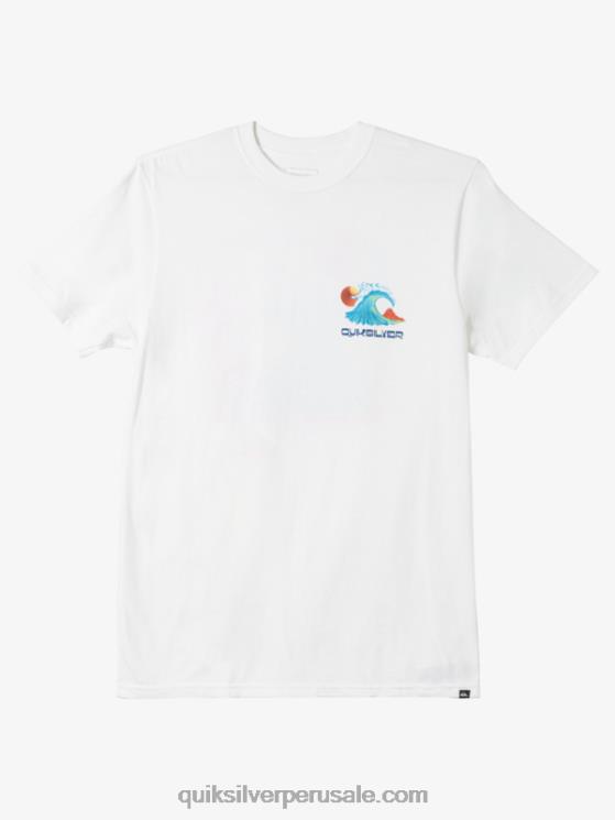 Quiksilver N8LNT1477 hombres blanco camiseta con fondo de océano
